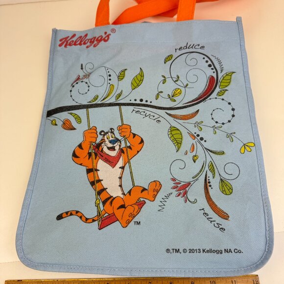 Kellogg Tony the Tiger Character Reusable Tote Bag 2013 Blue Orange Cloth Thin - Picture 6 of 14